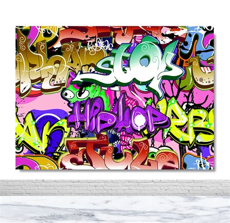 80s 90s Hip Hop Backdrop For Photography Colorful Graffiti Etsy