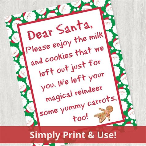 Cookies For Santa Printable Letter Kids Cute Christmas Poem Etsy
