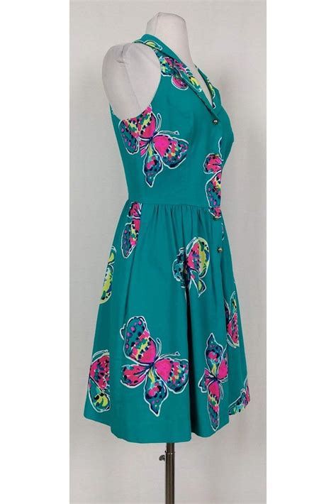 Lilly Pulitzer Bright Teal Butterfly Dress Sz 4 Ad Sponsored