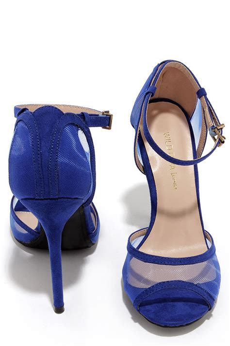 Cobalt Blue Heels Peep Toe Heels Blue Shoes 2500