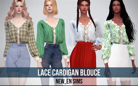 Newen Sims4 Lace Cardigan Blouce Top New Newen092