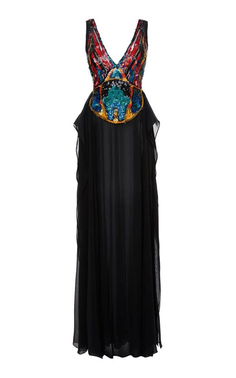 Silk Georgette Embroidered Bodice Dress By Elie Saab Ss19 Vestidos