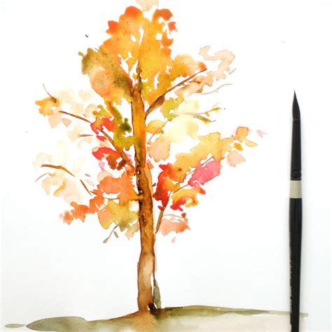 Learn To Create A Beautiful Watercolor Fall Tree From This Easy To