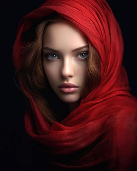 Premium Ai Image A Girl In A Red Scarf