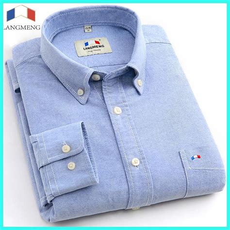 Langmeng 2017 Brand 100 Cotton Solid Striped Shirt Men Spring Casual