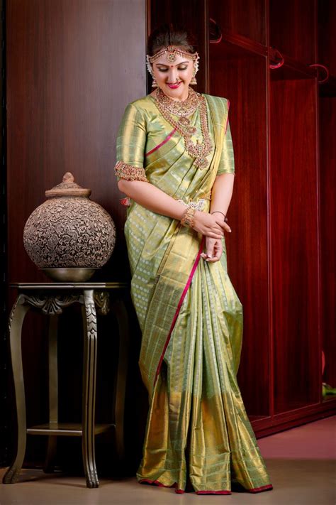 Kanchipuram Saree Is A Popular Bridal Ensemble In Southern Indiathe Intricate Details Of The
