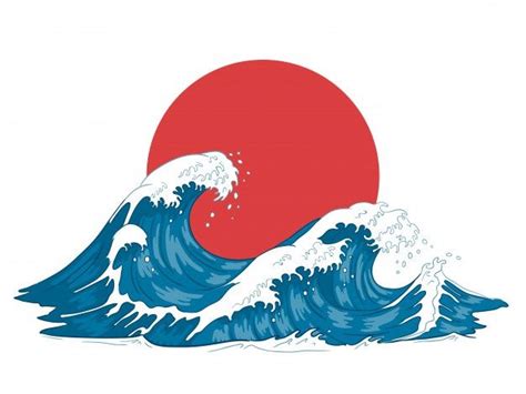 Premium Vector Japanese Wave Japanese Big Waves Raging Ocean And