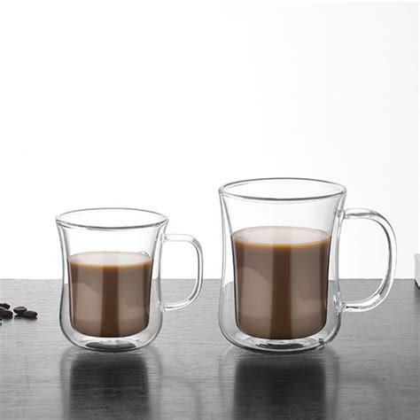 heat resistant borosilicate double wall glass coffee mugs