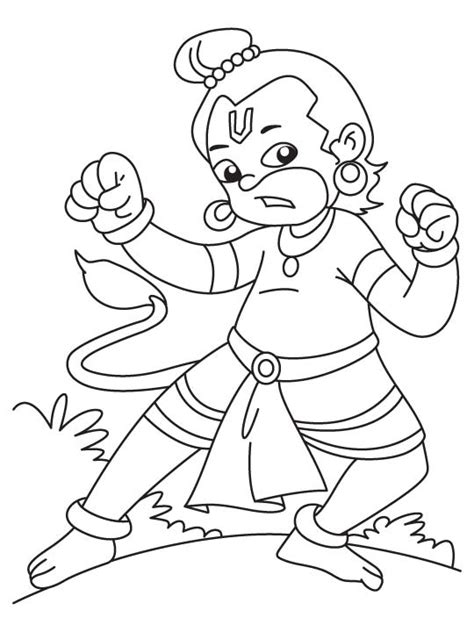 Third in our series of colouring pages depicting the diwali story, in this picture, hanuman the monkey king, who has befriended rama, has helped rama defeat ravana in a mightly battle and the royal couple. Angry hanuman ji coloring page | Download Free Angry ...