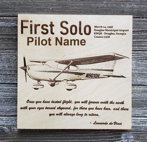 First Solo Flight Aviation Plaque Pilot T Etsy In 2021 Pilot