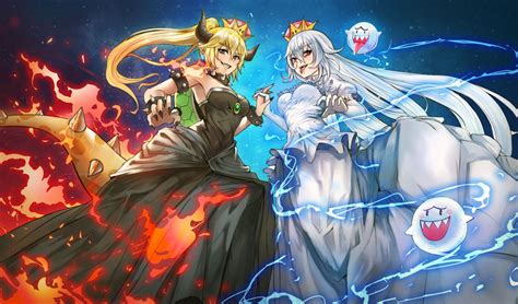 Bowsette And Queen Booette Pixiv Jorinz Mario Super Crown Fanart