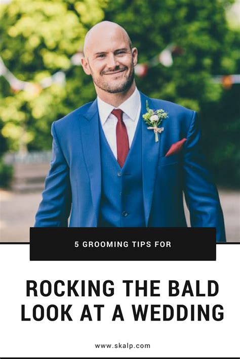 A Man In A Suit And Tie With The Words Rocking The Bald Look At A Wedding
