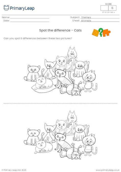 Science Spot The Difference Cats Worksheet Uk