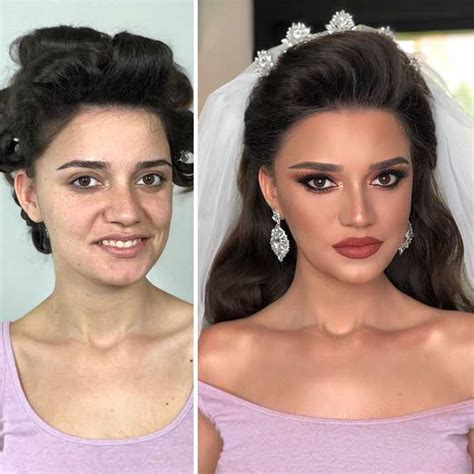 12 Photographs Brides Before And After Getting Their Wedding Makeup