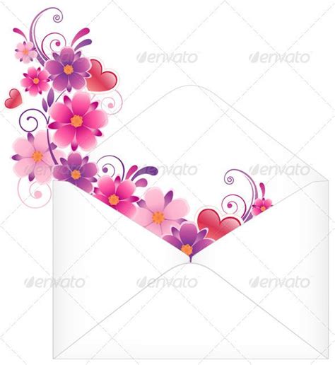 Envelope With Flowers Vector Graphics Design Flowers Illustration