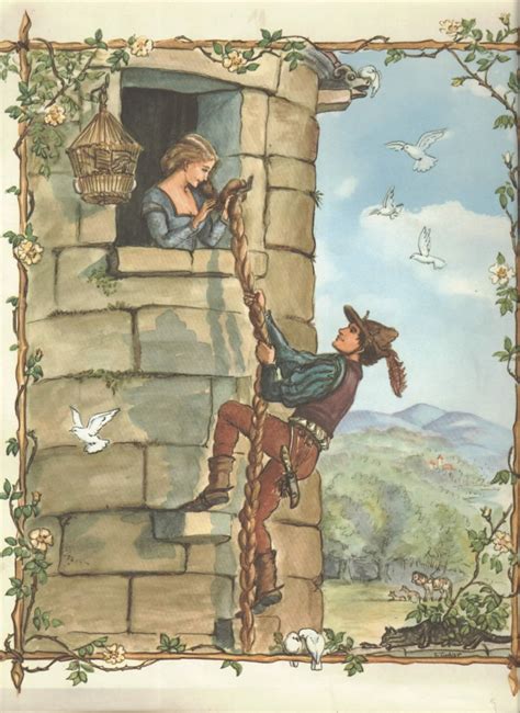 Vintage Art Tasha Tudor Illustration Rapunzel Illustration