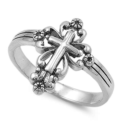 Sterling Silver Classic Vintage Cross Ring Christian Religious 925