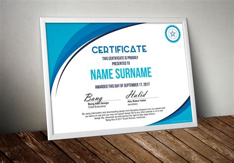 Blank Certificate Background Minima Blue Bang Abu Design
