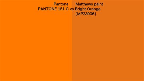 Pantone 151 C Vs Matthews Paint Bright Orange Mp23906 Side By Side