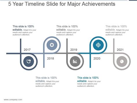 5 Year Timeline Slide For Major Achievements Powerpoint Ideas