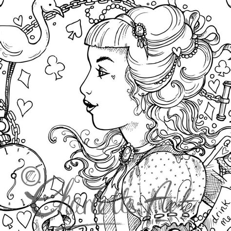 Adult Colouring Page Alice In Wonderland Gothic Lolita