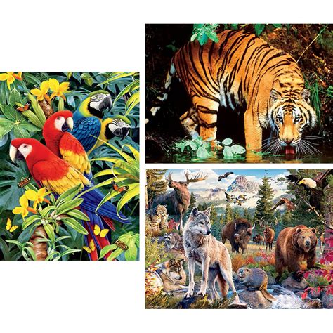 Set Of 3 Animal 1000 Piece Jigsaw Puzzles Spilsbury