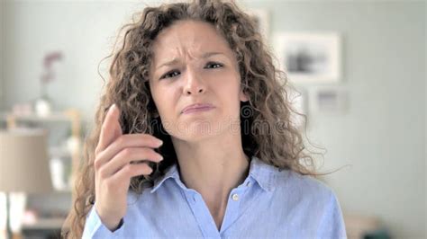 Angry Yelling Curly Hair Woman Reacting To Problem At Work Stock Image