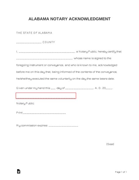 Free Alabama Notary Acknowledgment Form Pdf Word Eforms