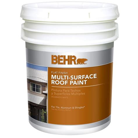 Behr 5 Gal White Flat Acrylic Latex Roof Paint 06505 The Home Depot