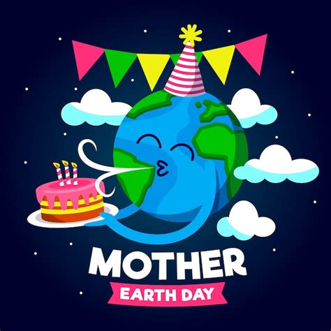 Mother Earth Day Happy Birthday Planet Free Vector