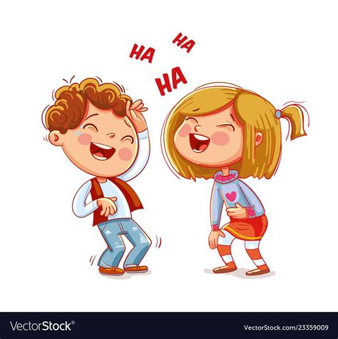 Children Laugh Fun Funny Cartoon Character Vector Illustration