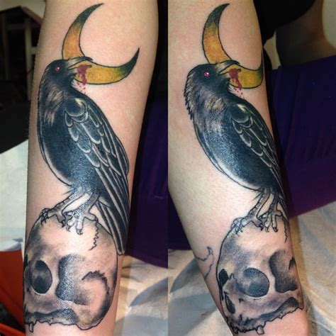 My New Tattoo Raven Edgarallenpoe Poe Nevermore Skull Moon