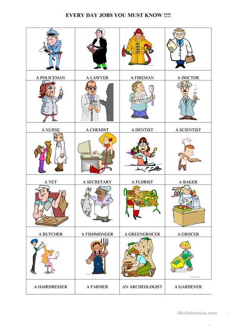 Job Pictionary Worksheet Free Esl Printable Worksheets