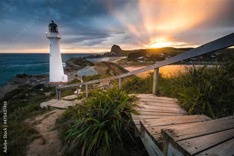 Castle Point Lighthouse Located Near The Village Of Castlepoint In The
