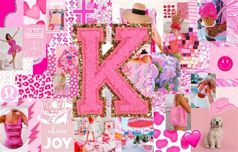 Custom Pink Preppy Monogram Desktop Wallpaper Collage Etsy Ireland