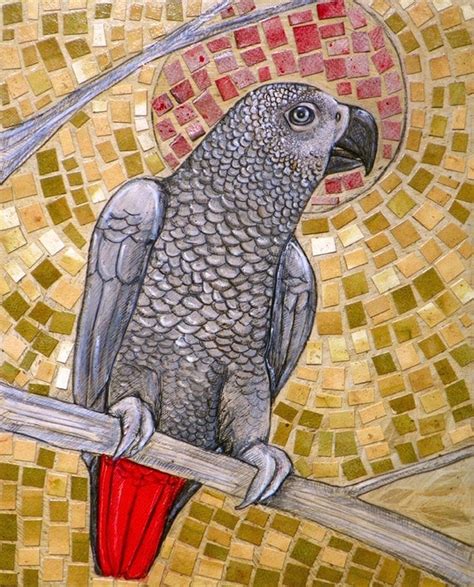 African Grey Parrot Bird Archival Art Print By Lynnette