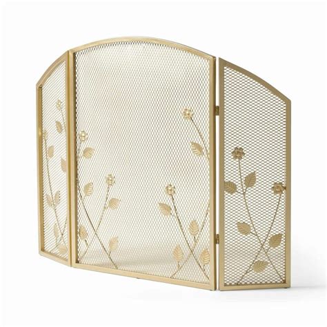 41 Gold Contemporary Single Paneled Fireplace Screen