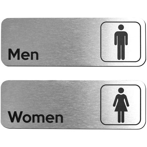 Buy Men And Women Restroom Sign Brushed Aluminum Set Of 2 Bathroom Signs For Doors Men And