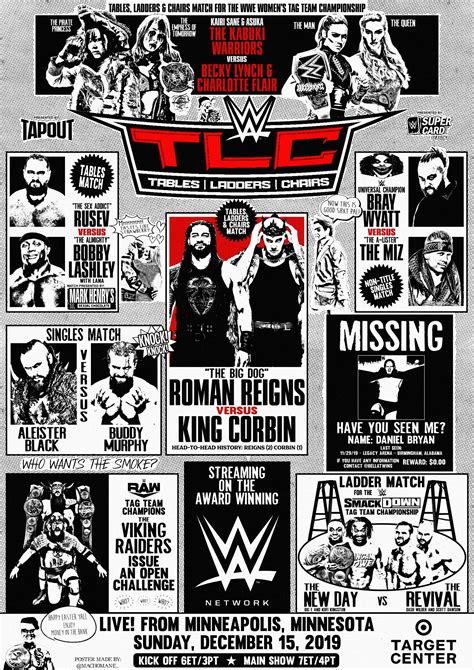 If only wwe put the same level of effort into putting together this card that op put into creating this awesome poster. Match Card Poster I made for WWE TLC 2019 : SquaredCircle