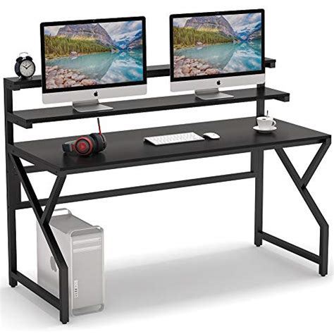 Buy Tribesigns Office Desk With Monitor Stand 55 Inch Large Modern