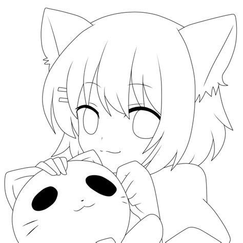 Lineart Anime Girl Coloring Pages Transparent