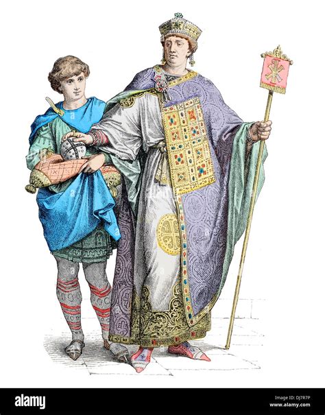 Early Ad Byzantine Empire Youth Of Noble Birth And Emperor Stock Photo