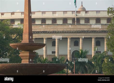India Central Delhi Indian Parliament Sansad Bhavan Exterior Stock