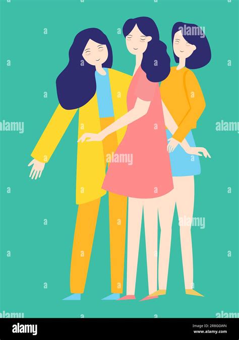 Three Girls Friendship Happiness Young Women Cuteness Cheerful Pretty