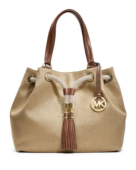 Michael Michael Kors Marina Large Gathered Canvas Tote Bag Gold