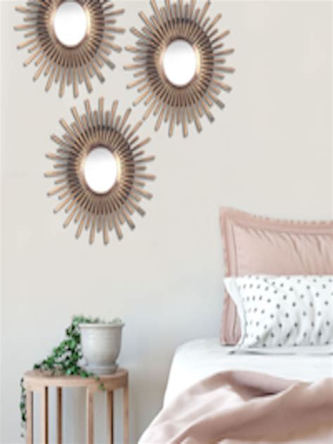 buy art street unisex copper toned set of 3 decorative wall mirror mirrors for unisex 2495820