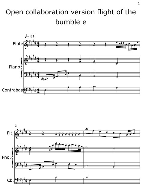 Open Collaboration Version Flight Of The Bumble E Sheet Music For