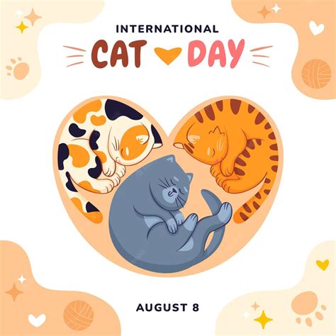 Premium Vector Flat International Cat Day Illustration