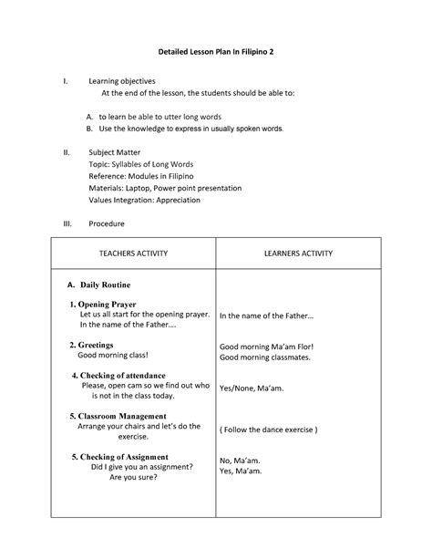 DLP Filipino Aralin 1 Copy Detailed Lesson Plan In Filipino 2 I
