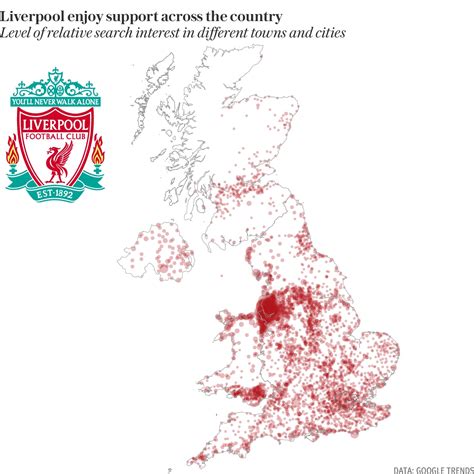 Premier League Fan Base Map Most Supported Football Clubs In London